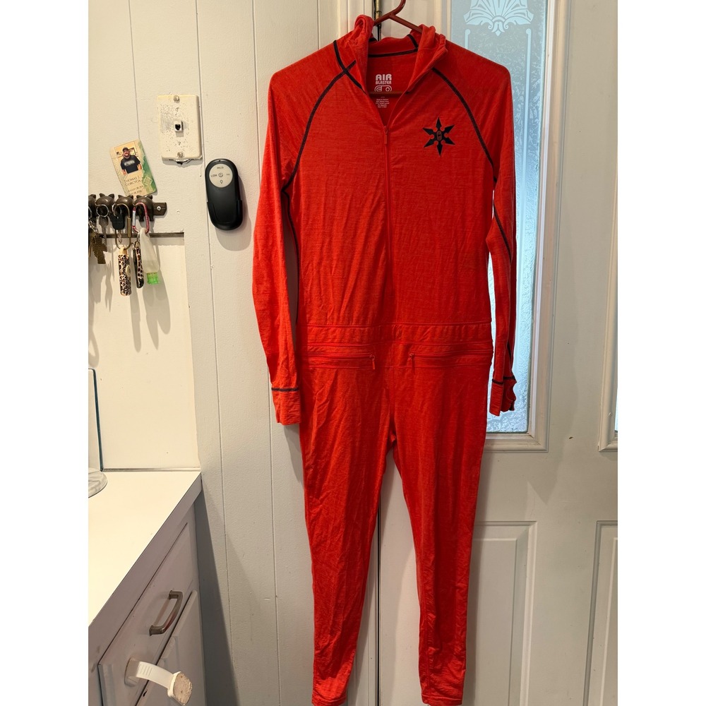 Airblaster Merino Wool Ninja Suit Red Base Layer Hooded One Piece Mens Medium